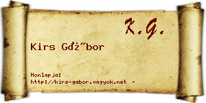 Kirs Gábor névjegykártya